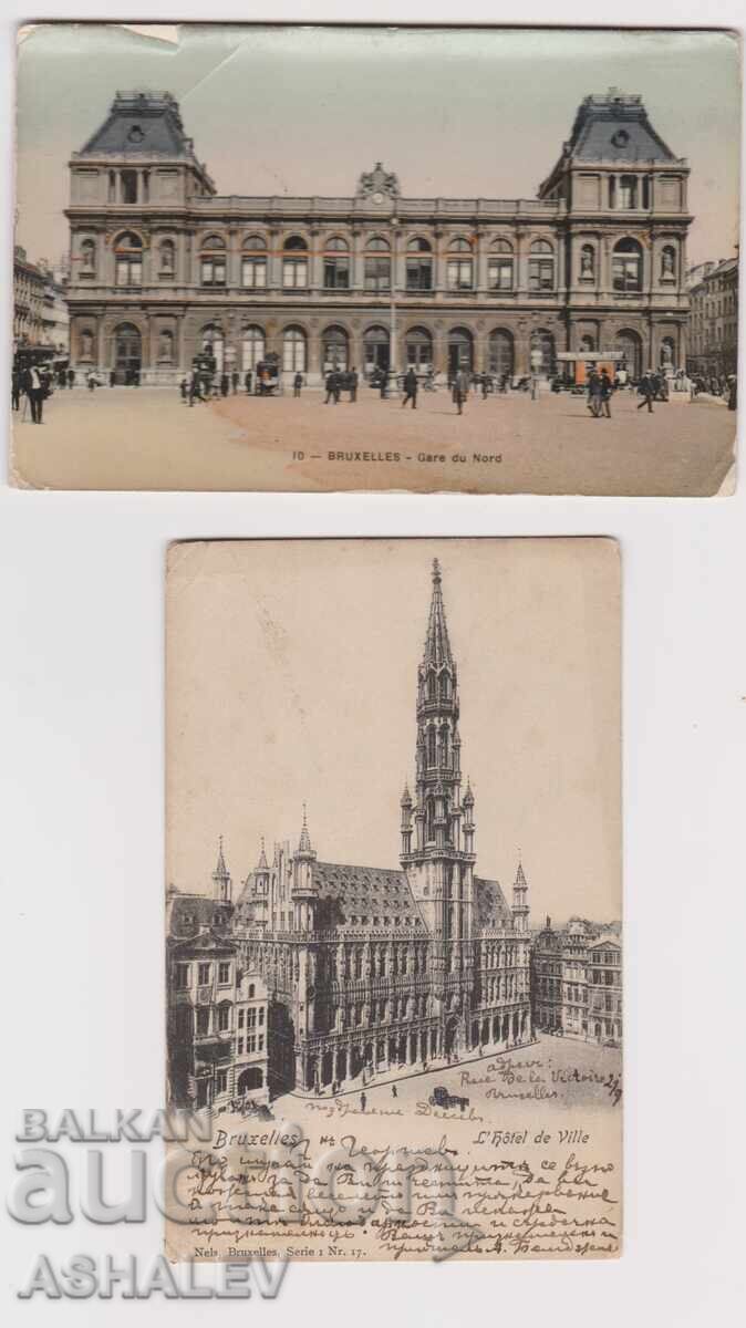 Bruxelles două cărți poștale – călătorite 1909