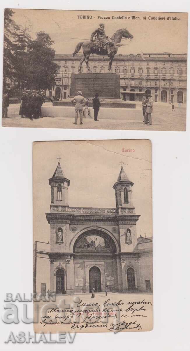 Italia Torino două cărți poștale – călătorite 1921