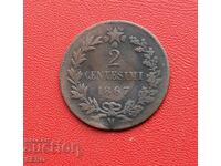 Италия-2 цента 1867 М-Милано