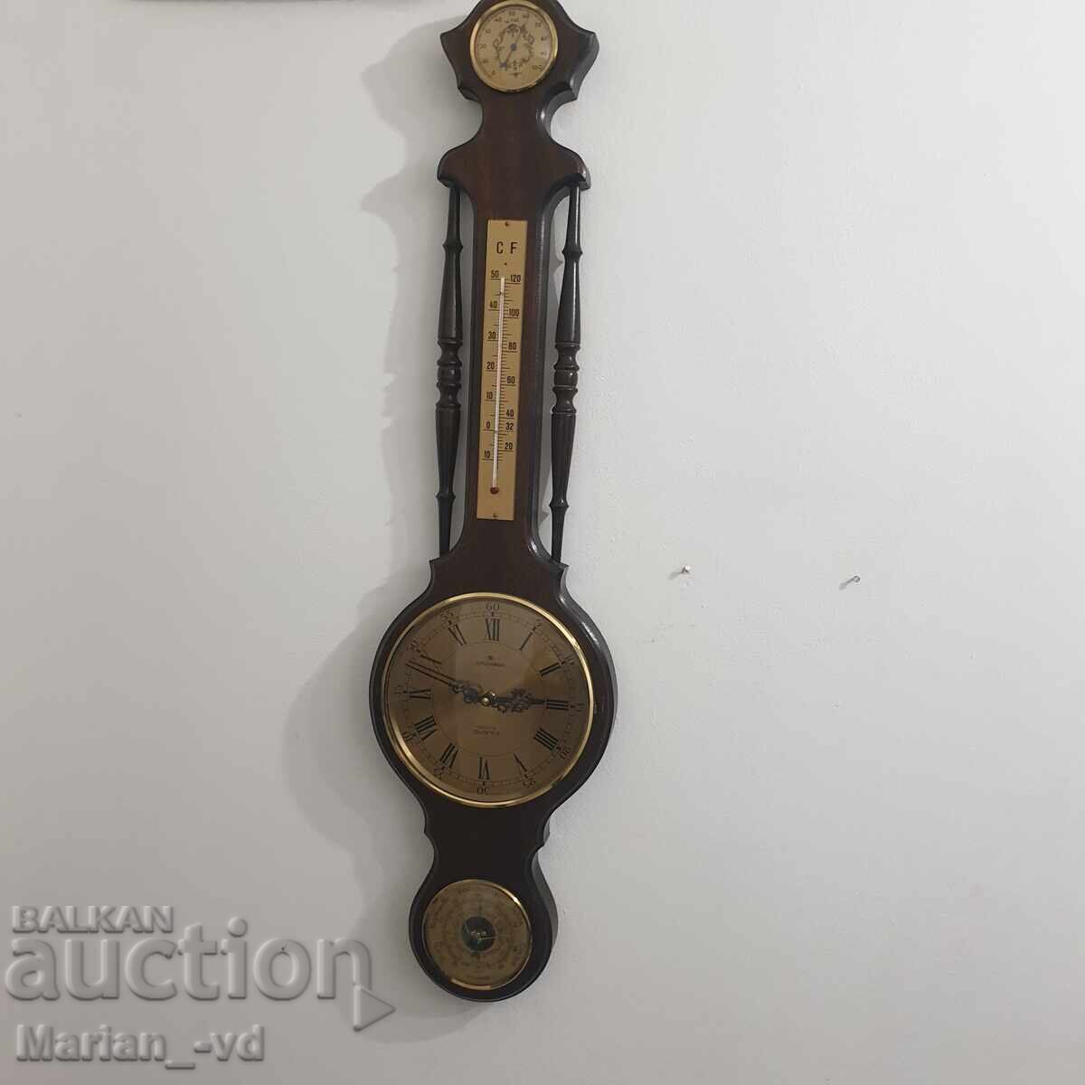 Large barometer, thermometer, hygrometer and clock