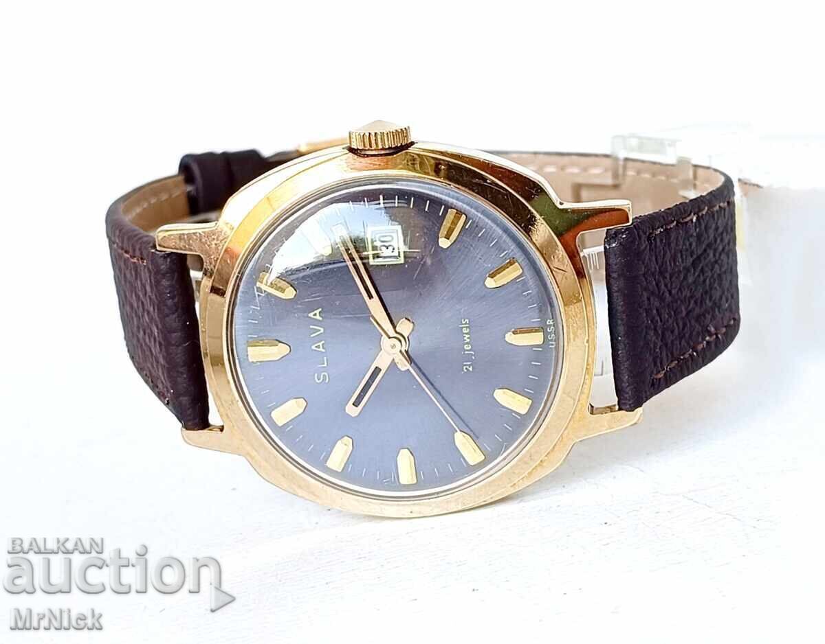 Slava Слава позлатен мъжки механичен часовник