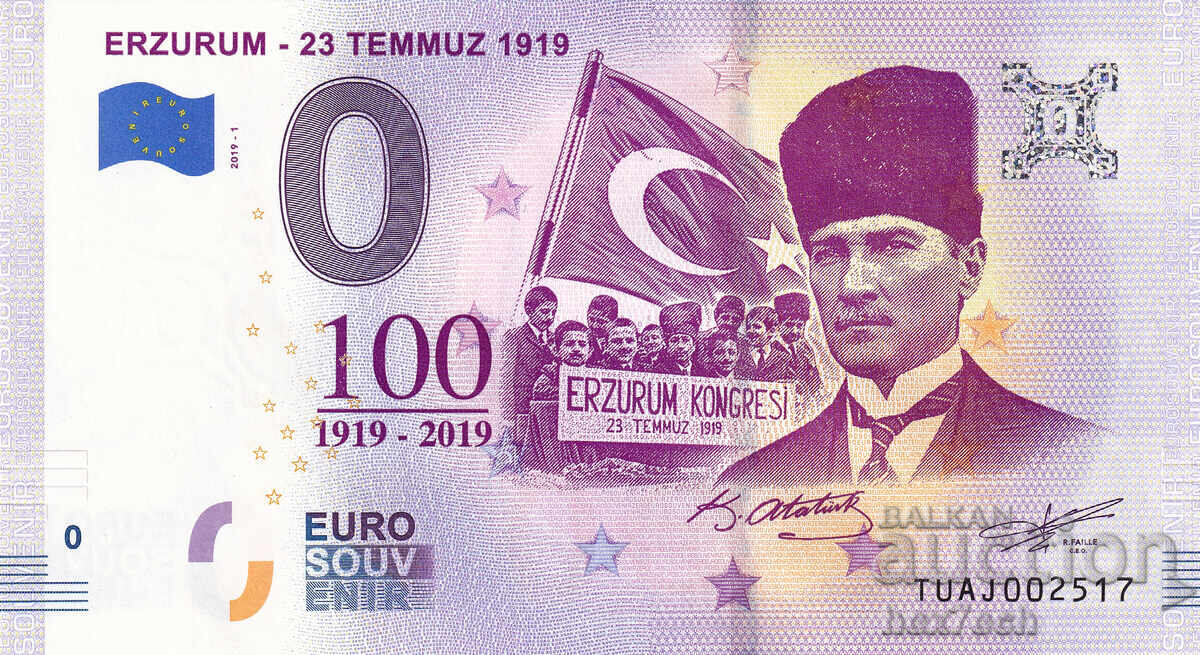 ❤️ ⭐ Turcia 2019 0 euro Erzurum - 23 Iulie UNC nouă ⭐ ❤️ cu preț € 5.99 | 11.72 BGN