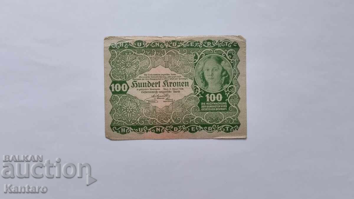 Livrarea Bancnota - AUSTRIA-UNGARIA - 100 coroane - 1922 Livrarea Bancnota - AUSTRIA-UNGARIA - 100 coroane - 1922