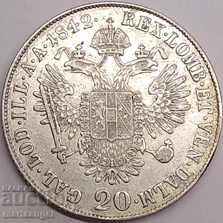 Livrarea Austria pentru Ungaria 20 Kreuzer 1841 A - Viena Ferdinand argint