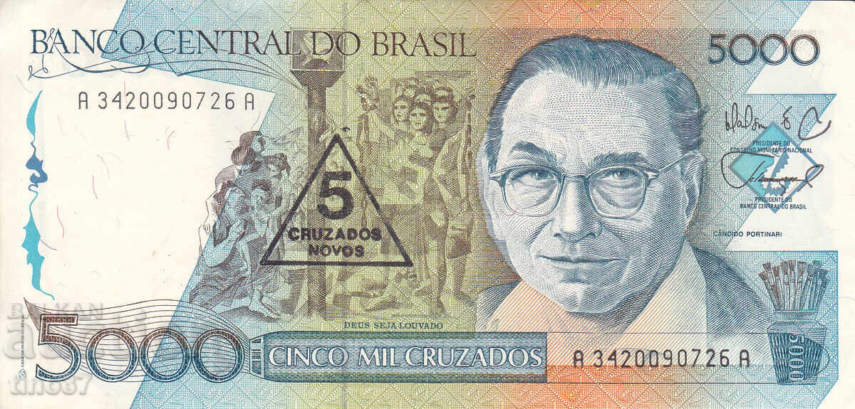 tino37 - BRAZILIA - 5000 CRUZEIROS/5 CRUZEIROS NOVOS - 1989 - XF cu preț € 1.95 | 3.81 BGN