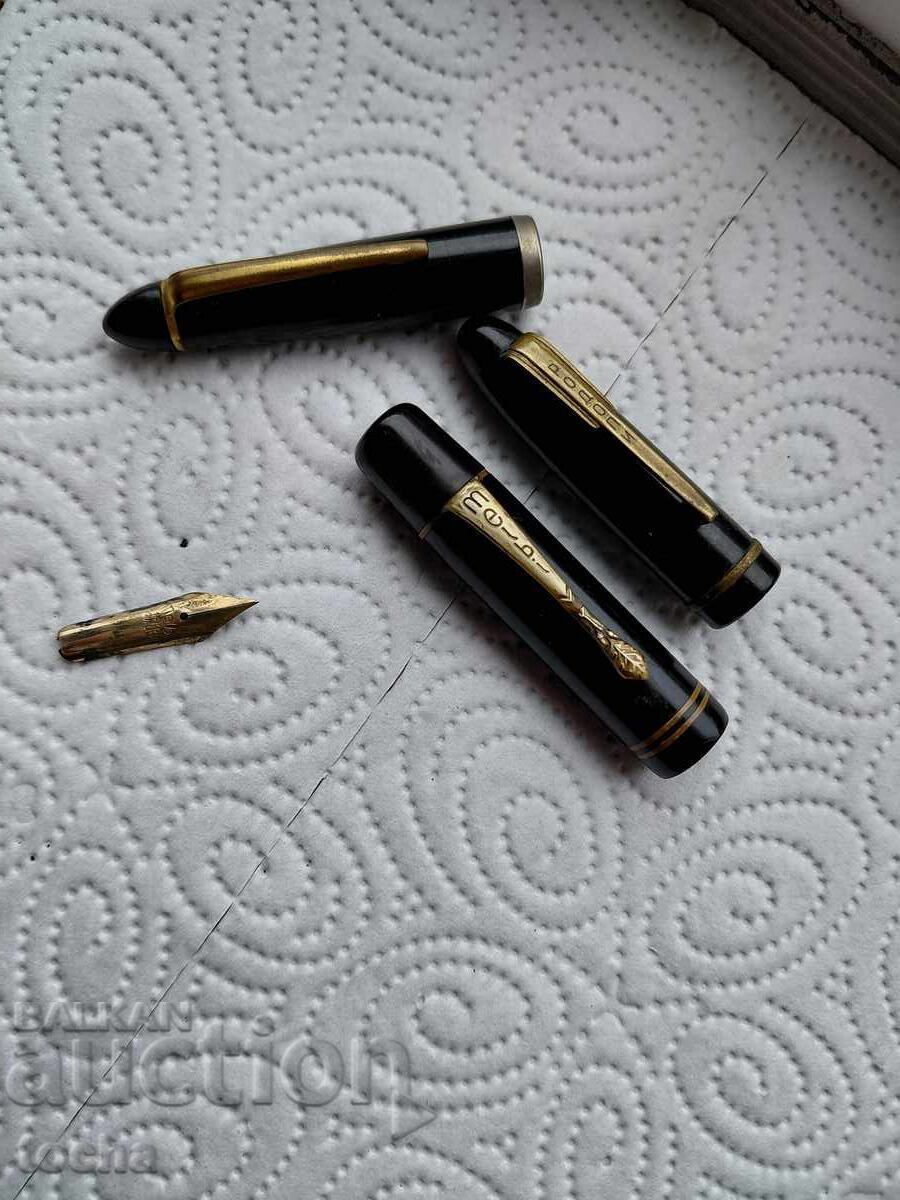 Lot of Melbi / Rhodope caps and 14k pen marked .BZC