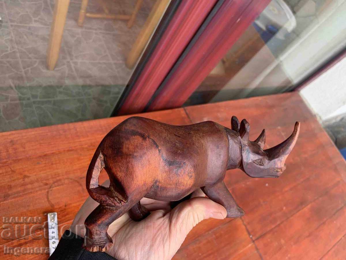 Licitație STATUETĂ DIN LEMN FIGURĂ SCULPTURĂ ÎN LEMN RINOCER