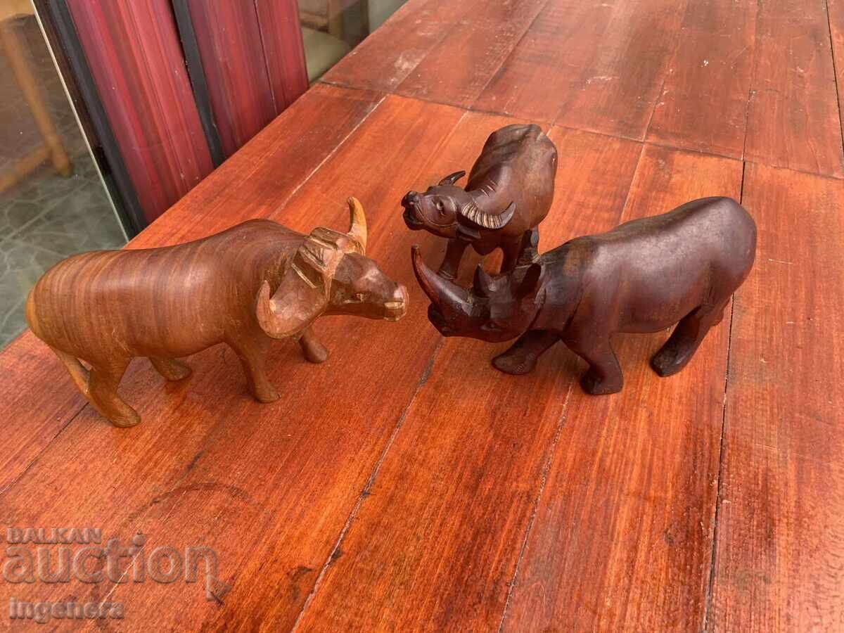 STATUETĂ DIN LEMN FIGURĂ SCULPTURĂ ÎN LEMN RINOCER - 7