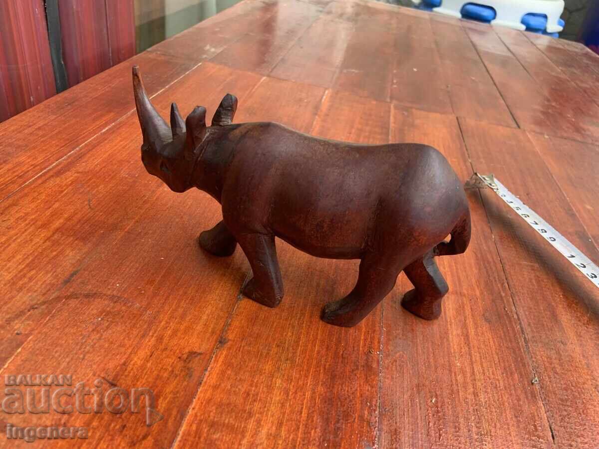 STATUETĂ DIN LEMN FIGURĂ SCULPTURĂ ÎN LEMN RINOCER