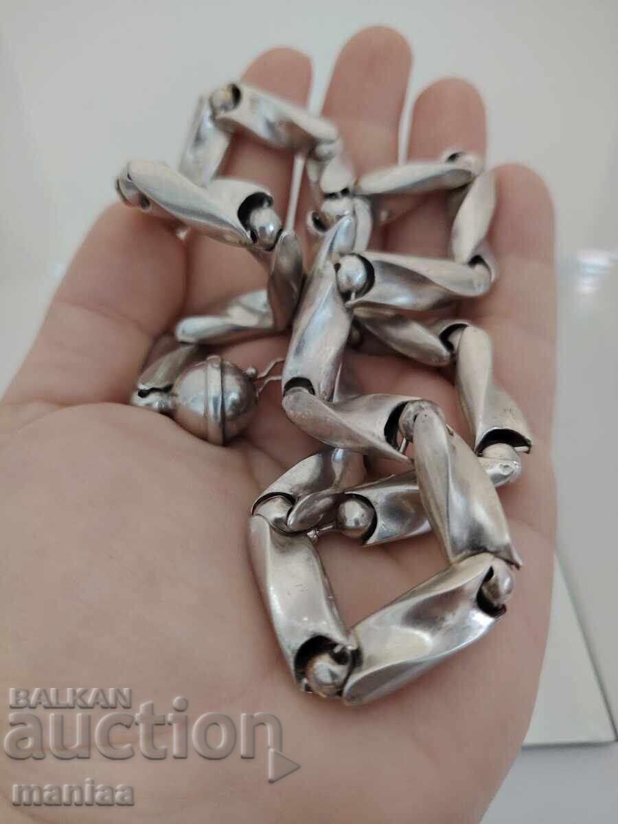 Όμορφη ασημένια αλυσίδα με σήμανση - 7