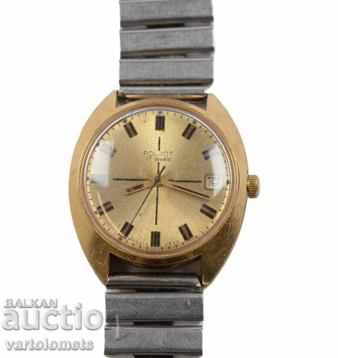 Ceas bărbați POLJOT POLJOT URSS cu placare cu aur 10 Mk - nu funcționează