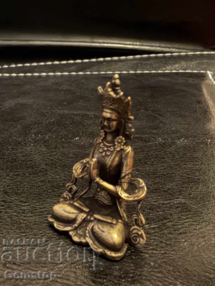 ΒΖΤ! 14 γραμμάρια στυλιζαρισμένο χάλκινο άγαλμα Βούδα από 1 st! με τιμή € 0.01 | 0.02 BGN