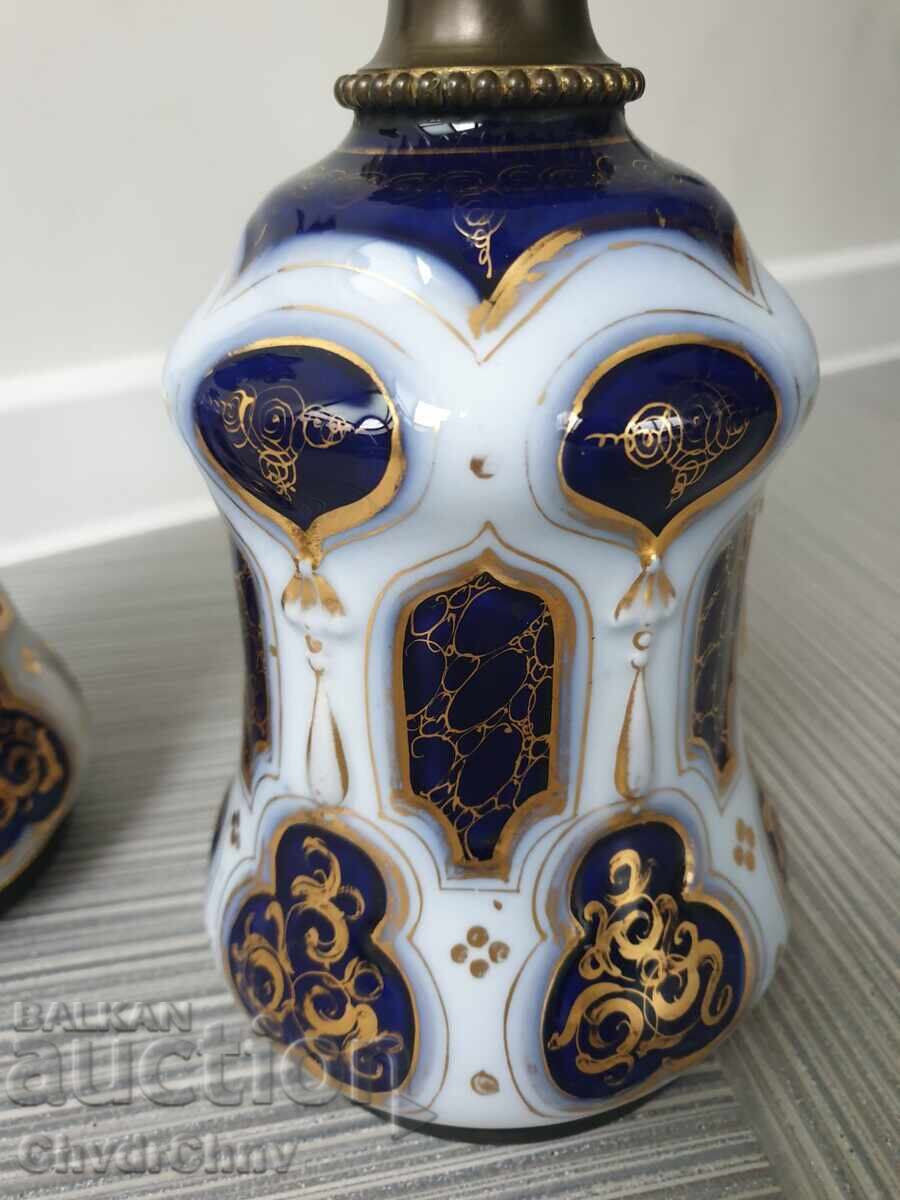 Două lămpi de gaz vechi din porțelan francez, 36 cm, pereche cu preț € 700.00 | 1369.08 BGN