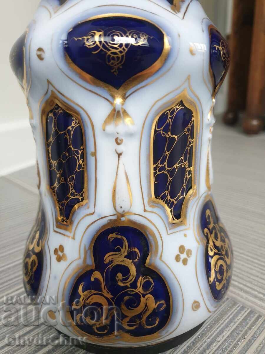 Licitație Două lămpi de gaz vechi din porțelan francez, 36 cm, pereche