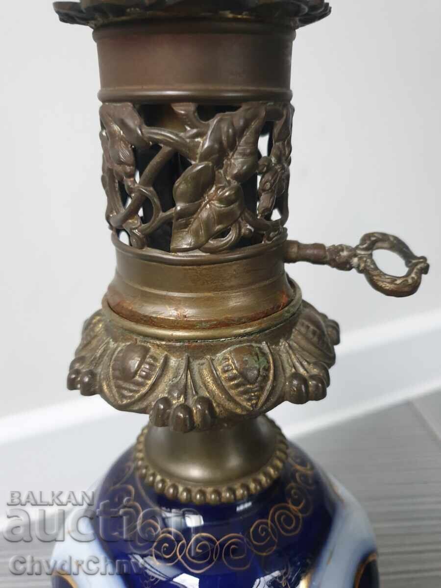 Două lămpi de gaz vechi din porțelan francez, 36 cm, pereche - 5