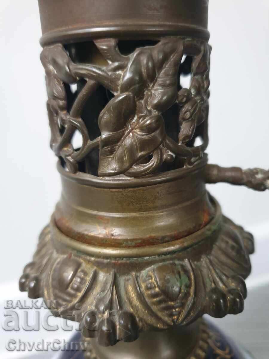 Două lămpi de gaz vechi din porțelan francez, 36 cm, pereche - 6