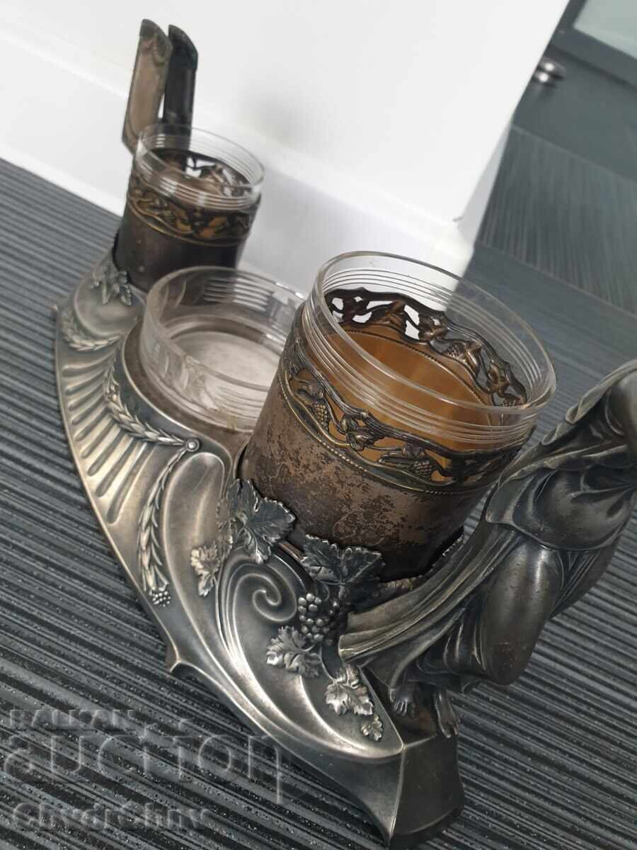 WMF drinking/smoking set/glasses-ashtray-matchbox holder with price € 500.00 | 977.92 BGN