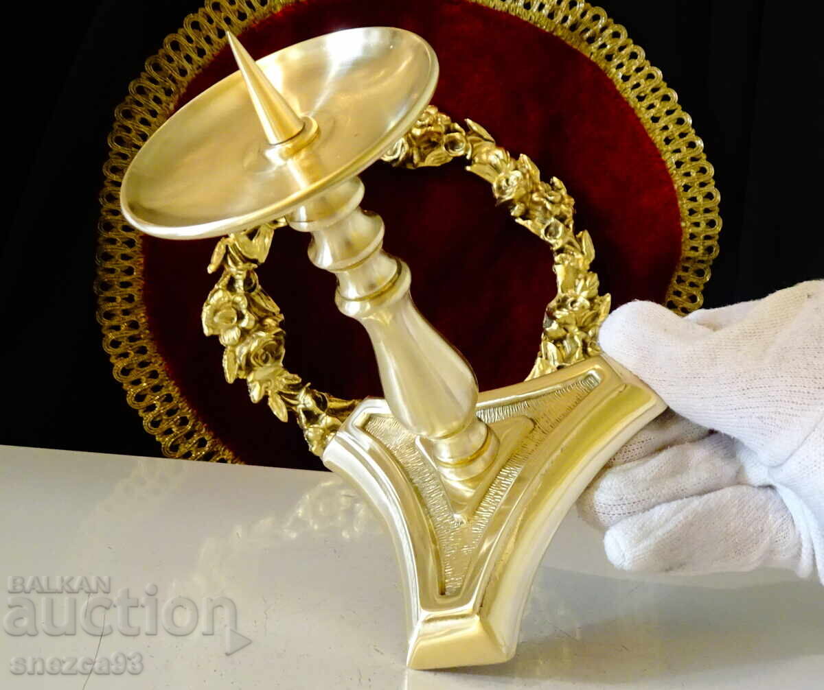 Уникален бронзов свещник Art Deco,14 см. - 5
