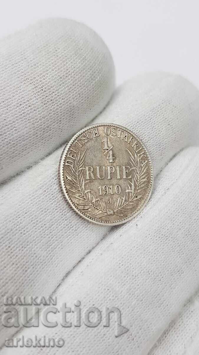Рядка сребърна монета 1/4 Рупеи 1910 , Германия, Африка с цена € 65.00 | 127.13 лв. Рядка сребърна монета 1/4 Рупеи 1910 , Германия, Африка с цена € 65.00 | 127.13 лв.