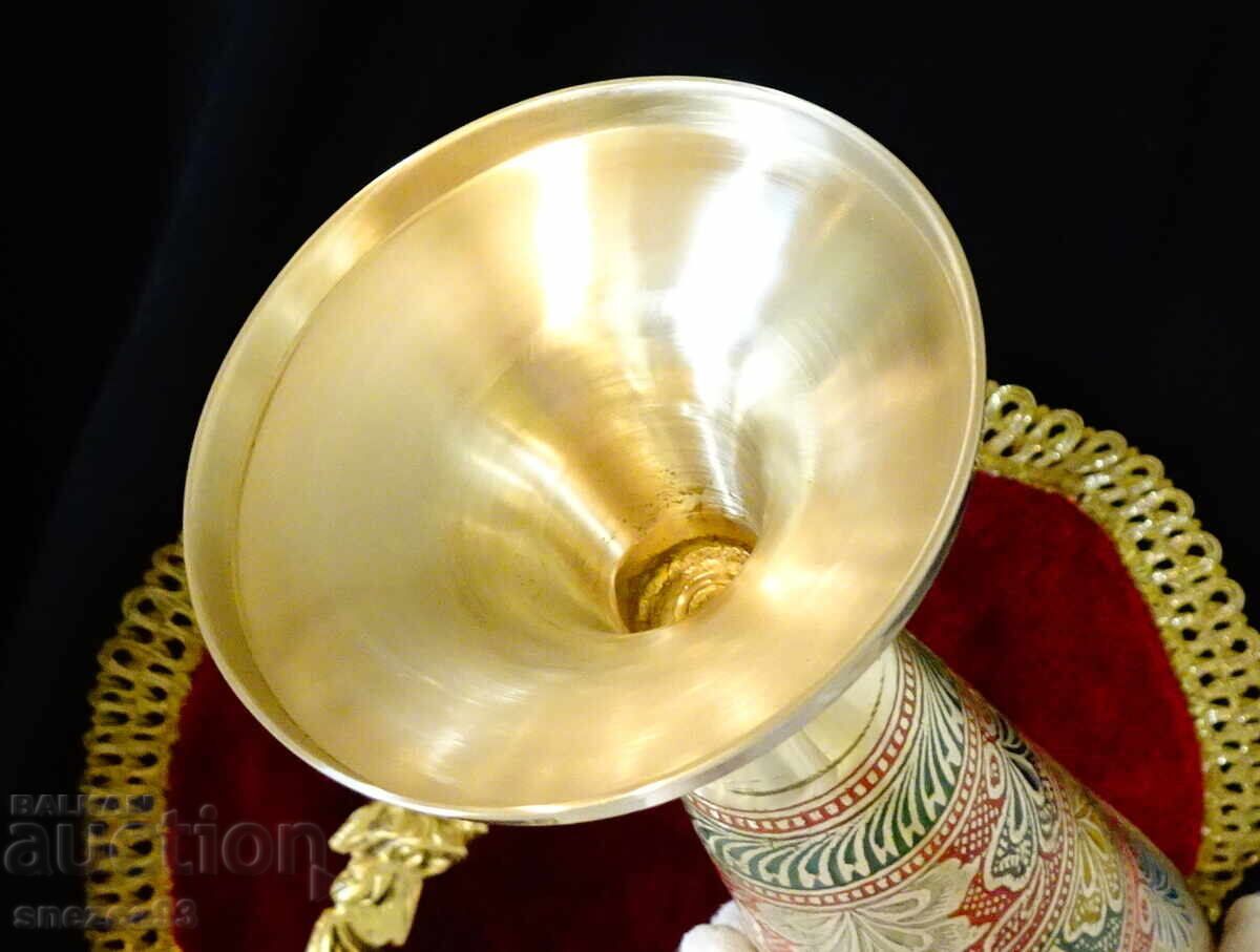 Бронзова ваза 36 см.,цветен клетъчен емайл. - 6 Бронзова ваза 36 см.,цветен клетъчен емайл. - 6