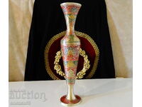 Бронзова ваза 36 см.,цветен клетъчен емайл.