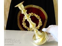 Масивен бронзов свещник 750 гр.,Art Deco.