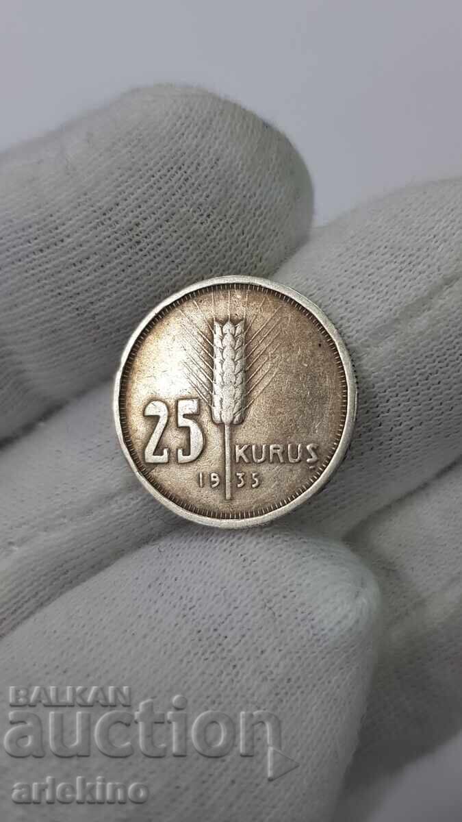 Доставка на Рядка сребърна монета 25 куруш 1935 - Турция Доставка на Рядка сребърна монета 25 куруш 1935 - Турция