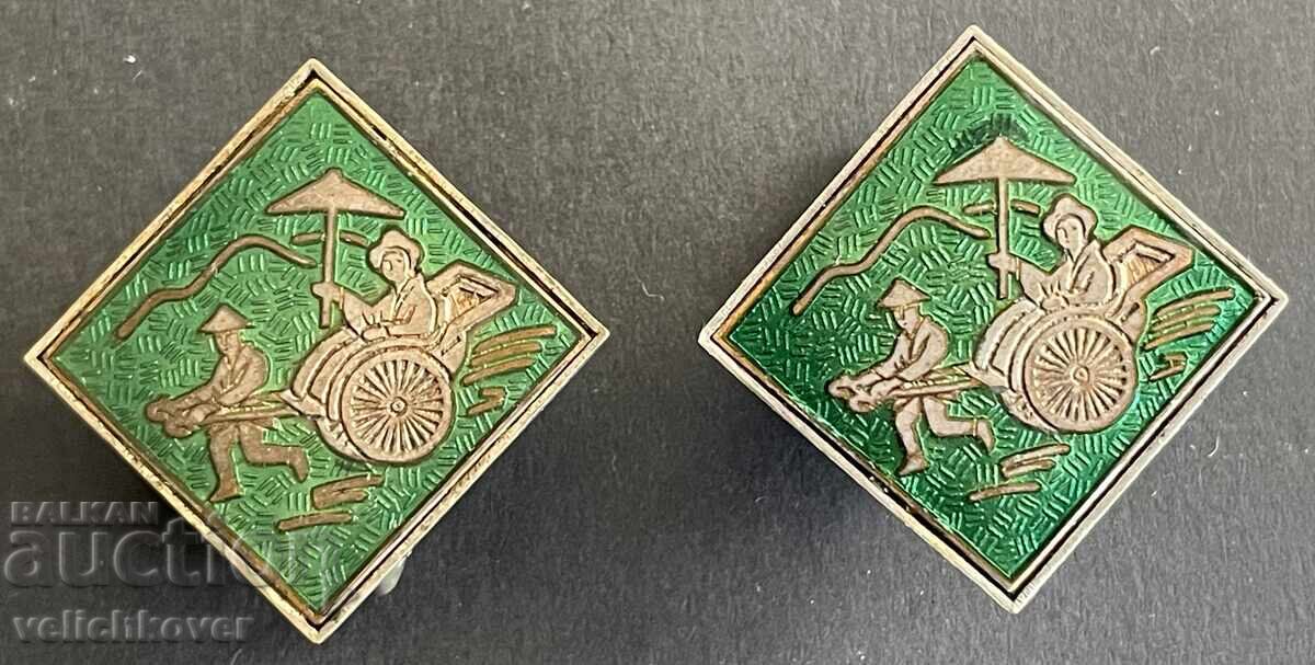 42528 Κίνα Βιετνάμ δύο σκουλαρίκια κλιπ σμάλτο 30-τα χρ