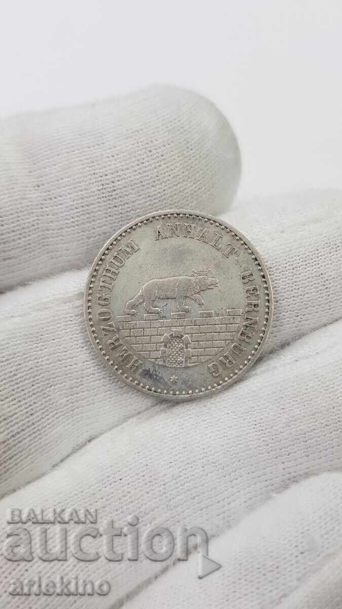 Srebŭrna moneta 1/6 Taler 1862 BERNBURG Germaniya (ryadka) - 5