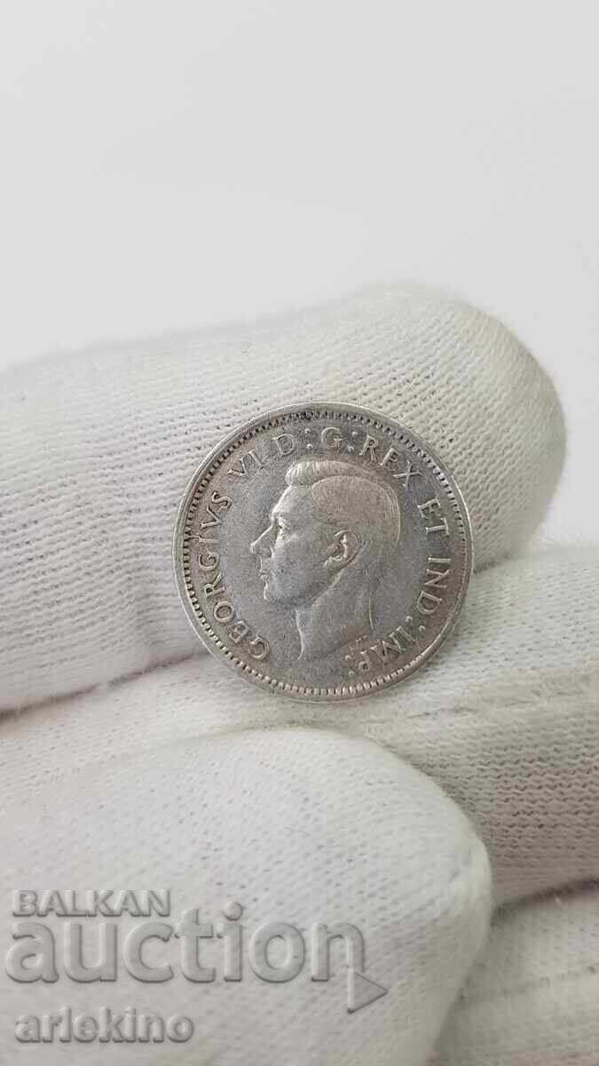 Σπάνιο ασημένιο νόμισμα 10 λεπτών 1943 Καναδά - 5