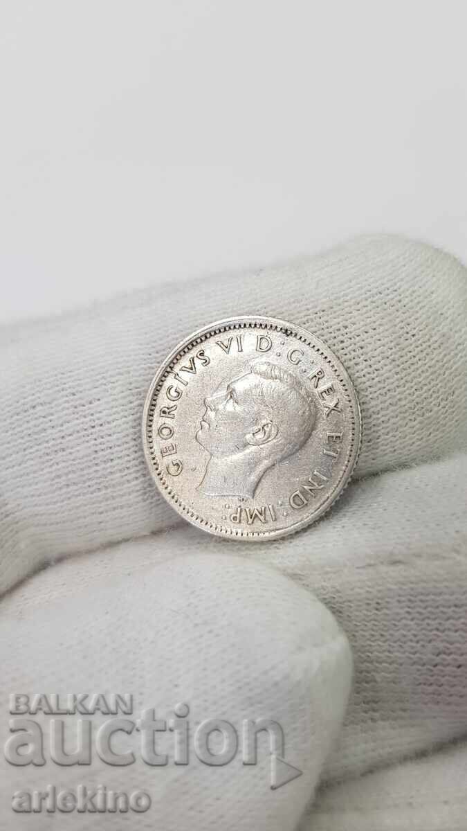 Σπάνιο ασημένιο νόμισμα 10 λεπτών 1943 Καναδά - 6