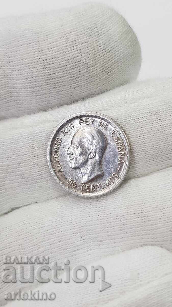 Collectible Silver Coin 50 centimos 1926 - 5 Collectible Silver Coin 50 centimos 1926 - 5