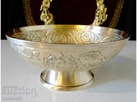 Bronze bonbonniere, serving dish, embossed roses