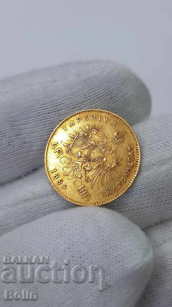 Extremely Rare Gold Coin 4 Florins 1889 Austria with price € 1850.00 | 3618.29 BGN Extremely Rare Gold Coin 4 Florins 1889 Austria with price € 1850.00 | 3618.29 BGN