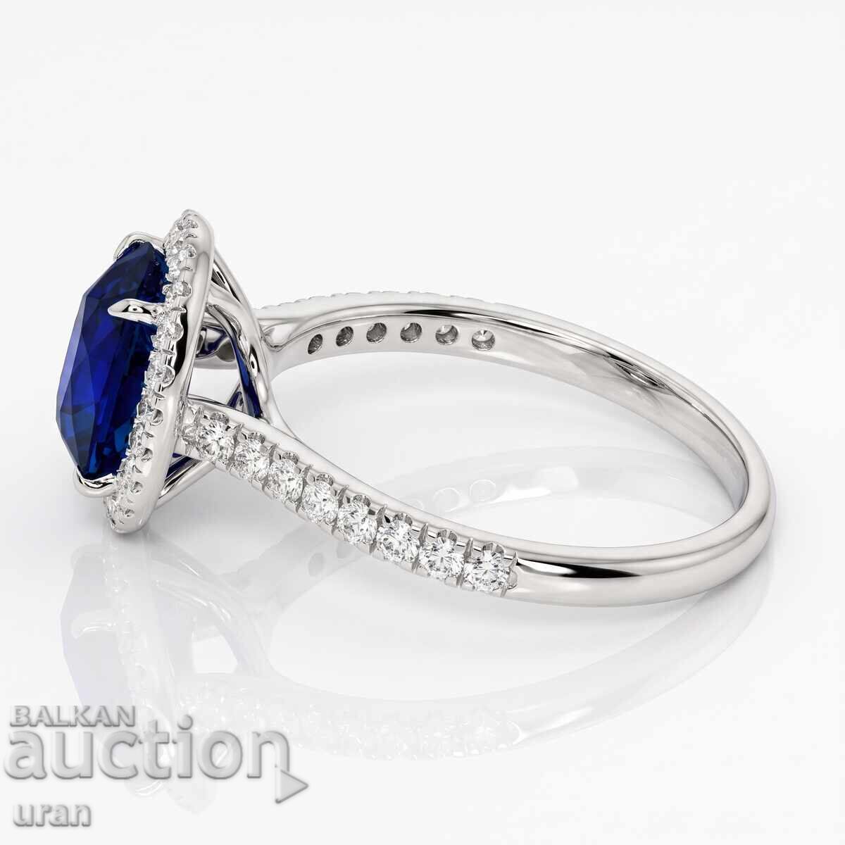 Nou Inel de Aur cu 2.81ct Safir Natural și Diamante Nat cu preț € 2500.00 | 4889.59 BGN Nou Inel de Aur cu 2.81ct Safir Natural și Diamante Nat cu preț € 2500.00 | 4889.59 BGN