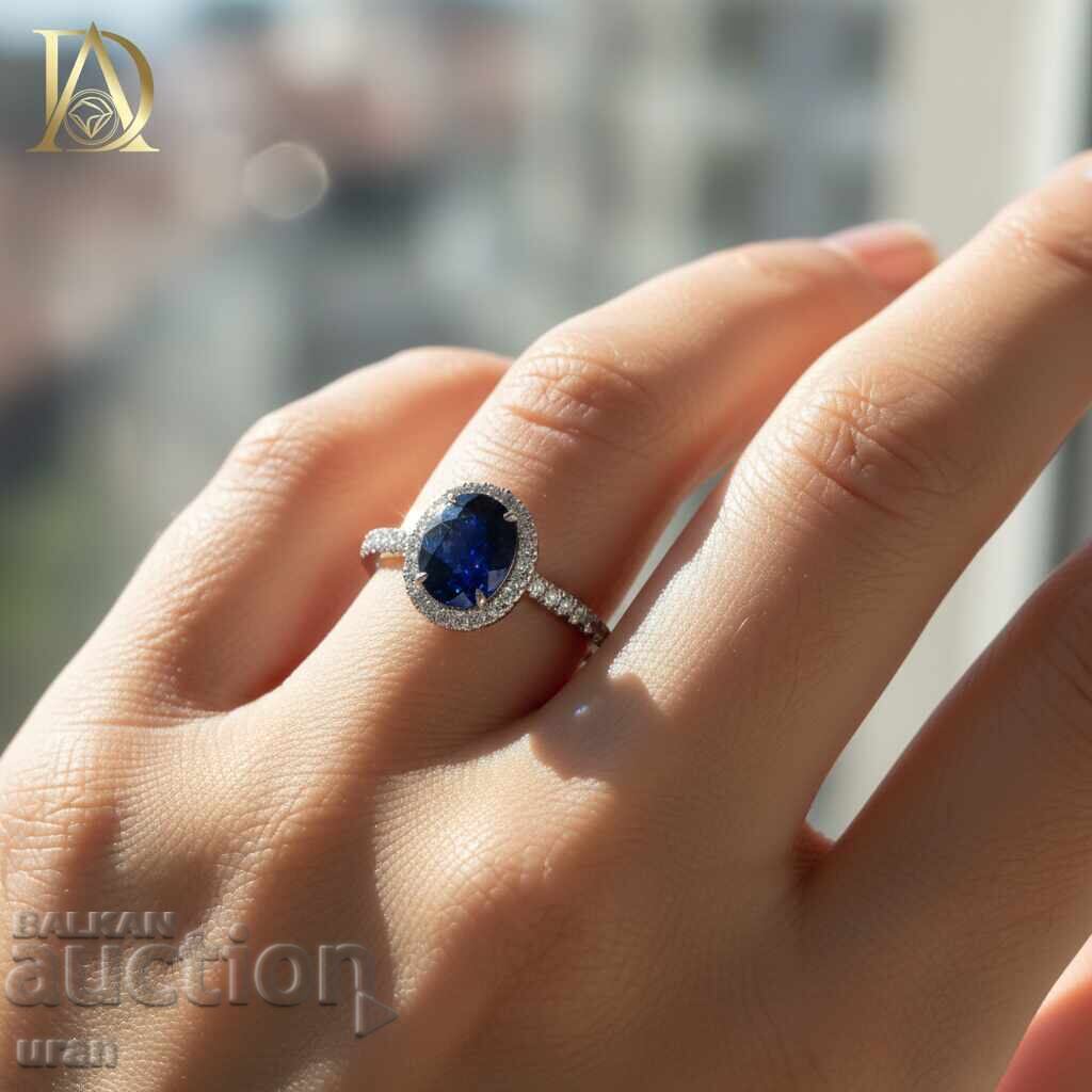 Auction  New Gold Ring with 2.81ct Natural Sapphire and Natural Diamonds
