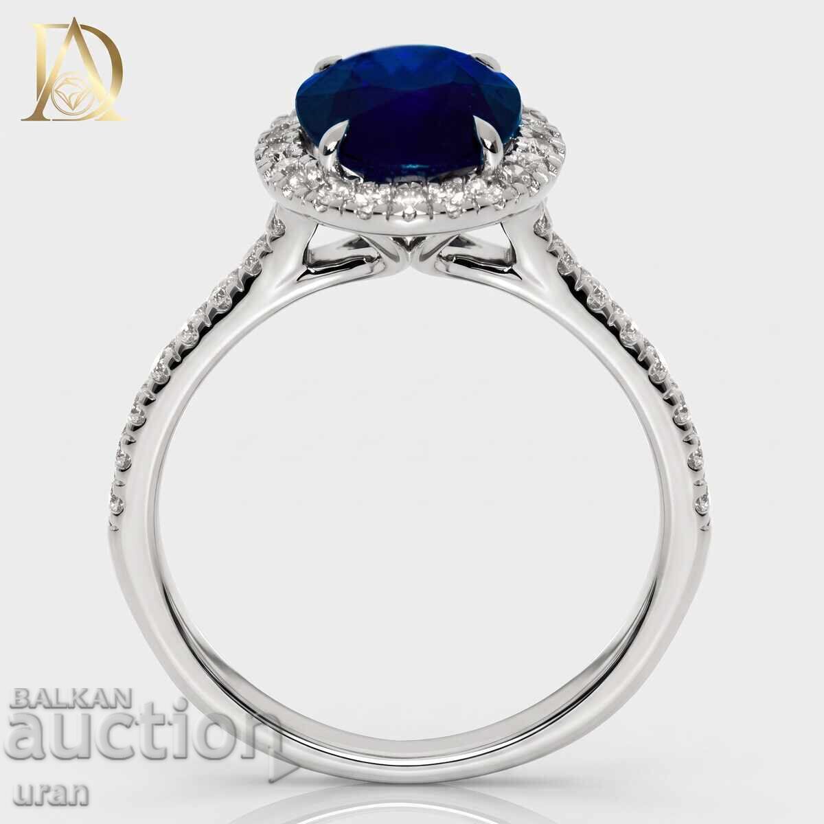 Licitație Nou Inel de Aur cu 2.81ct Safir Natural și Diamante Nat Licitație Nou Inel de Aur cu 2.81ct Safir Natural și Diamante Nat