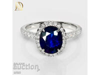 Nou Inel de Aur cu 2.81ct Safir Natural și Diamante Nat