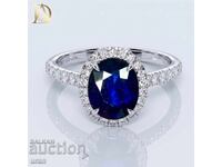 Nou Inel de Aur cu 2.81ct Safir Natural și Diamante Nat