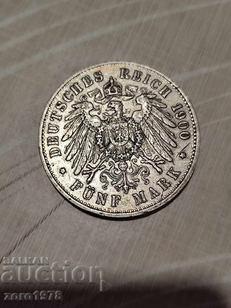 5 Marks 1900 Saxony with price € 250.00 | 488.96 BGN