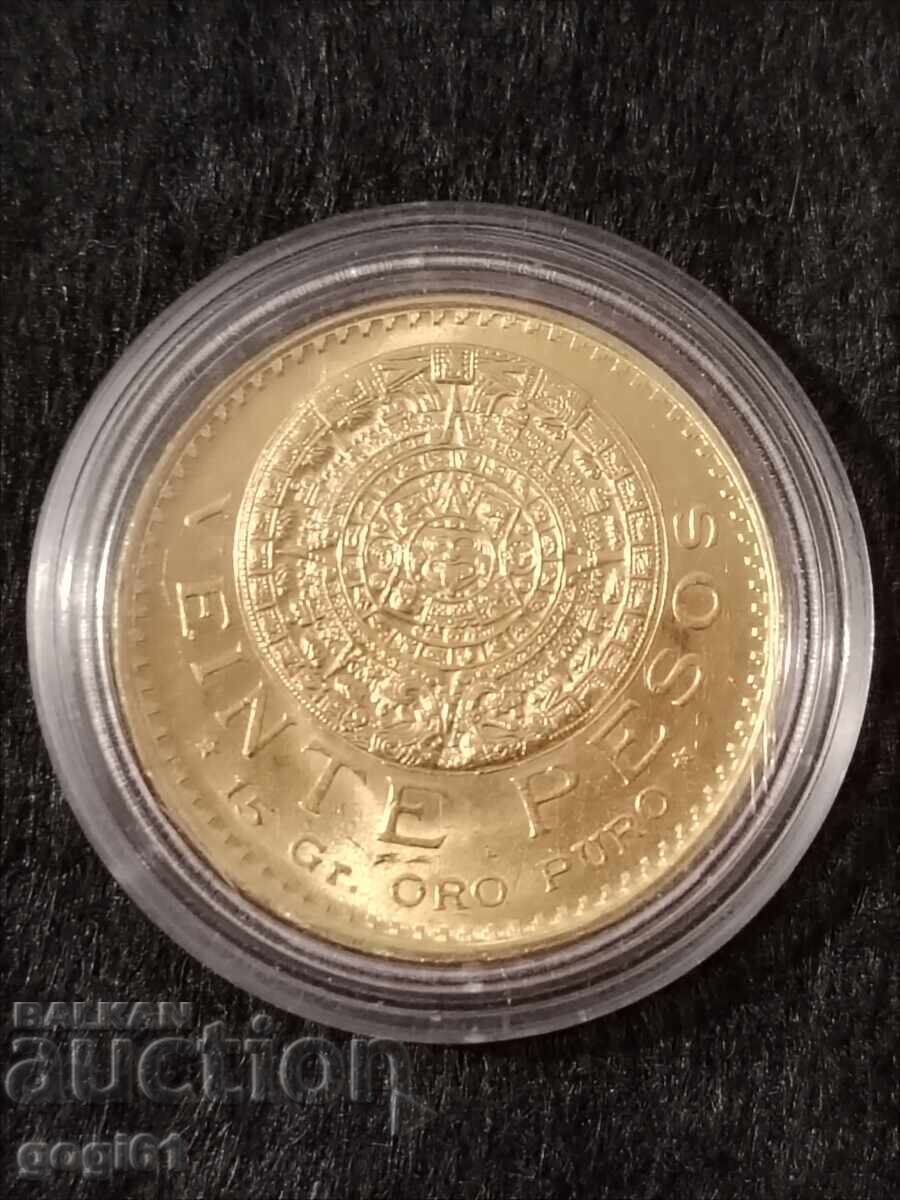 Δημοπρασία 16.66 γρ. Χρυσό Νόμισμα 20 Μεξικάνικα Πέσο Αζτέκων 1917- 1959