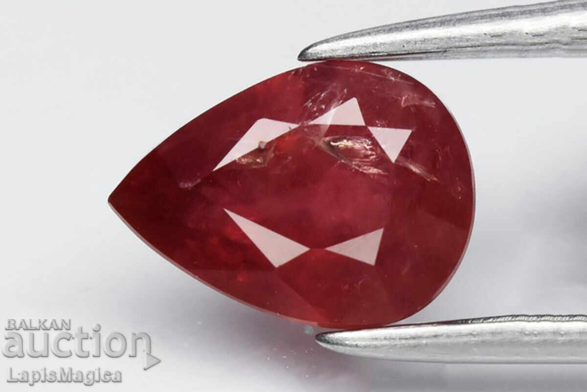 Ροζ-κόκκινο ρουμπίνι από Μαλάουι 0.97ct θερμαινόμενο 7x5.2mm δάκρυ Ροζ-κόκκινο ρουμπίνι από Μαλάουι 0.97ct θερμαινόμενο 7x5.2mm δάκρυ