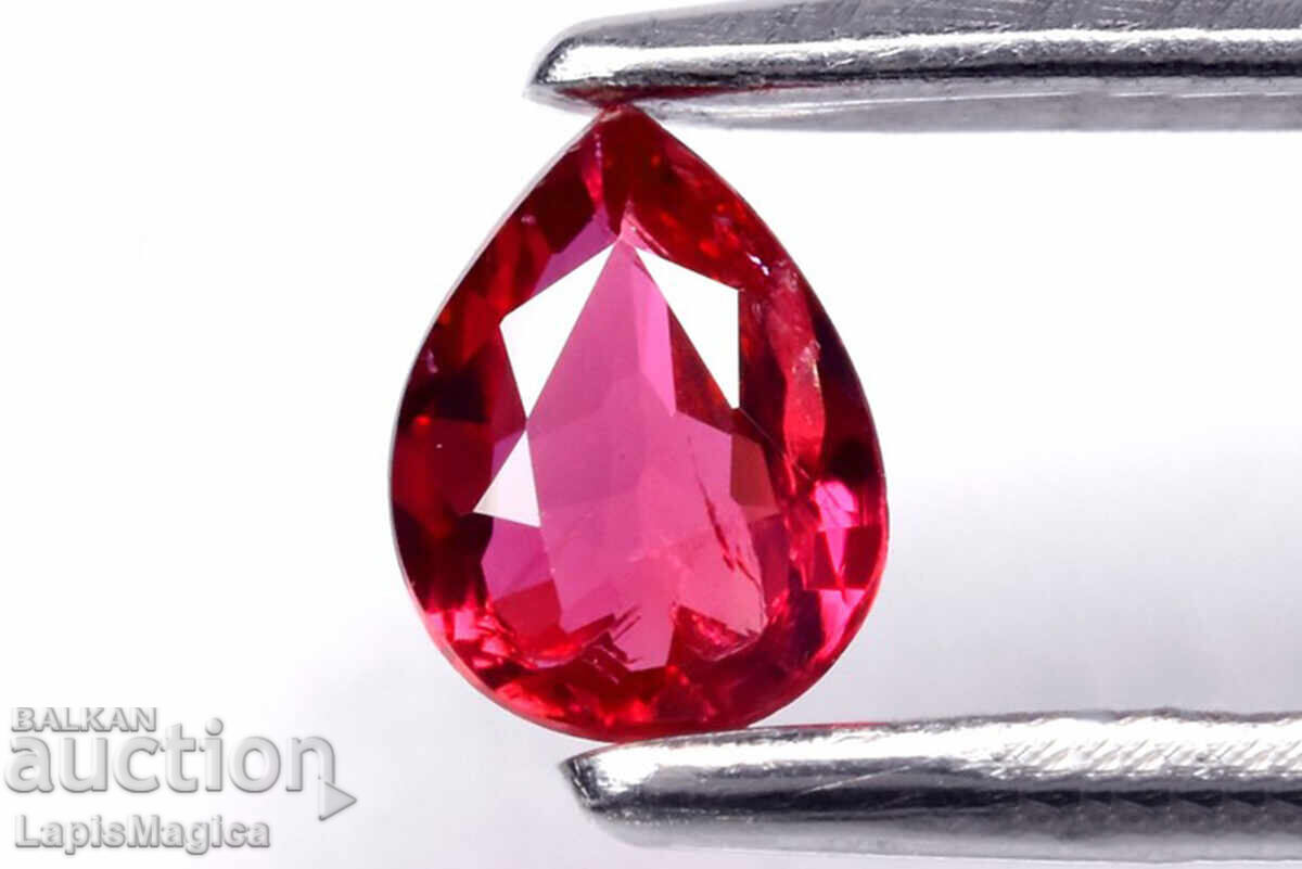 Розовочервен рубин 0.17ct нетретиран 4x3mm капка шлифовка Розовочервен рубин 0.17ct нетретиран 4x3mm капка шлифовка