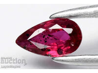 Μωβ-κόκκινο ρουμπίνι 0.19ct θερμαινόμενο, κοπή δάκρυ