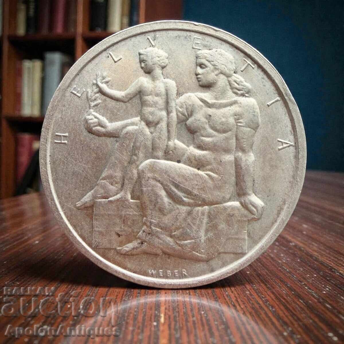 Ασήμι · Ελβετία · 5 φράγκα · 1948 - ΒΖC με τιμή € 1.50 | 2.93 BGN Ασήμι · Ελβετία · 5 φράγκα · 1948 - ΒΖC με τιμή € 1.50 | 2.93 BGN