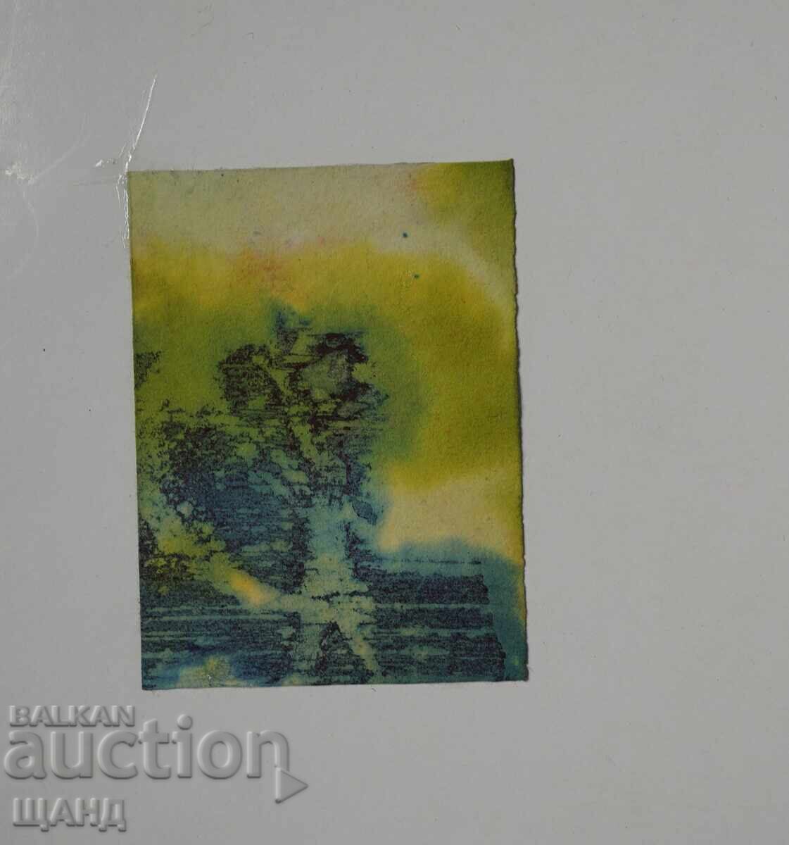 Стара Майсторска рисунка акварел картина пейзаж с цена € 2.74 | 5.36 лв.
