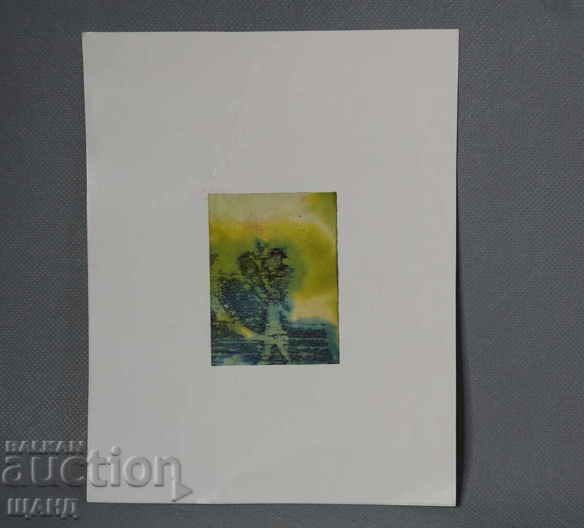 Стара Майсторска рисунка акварел картина пейзаж