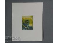 Стара Майсторска рисунка акварел картина пейзаж