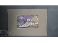 Παλιά Μαστορική ζωγραφιά ακουαρέλα πίνακας τοπίο