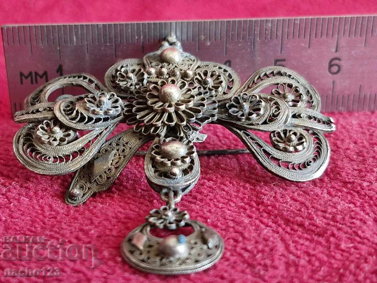 Old silver brooch FILIGREE - 5